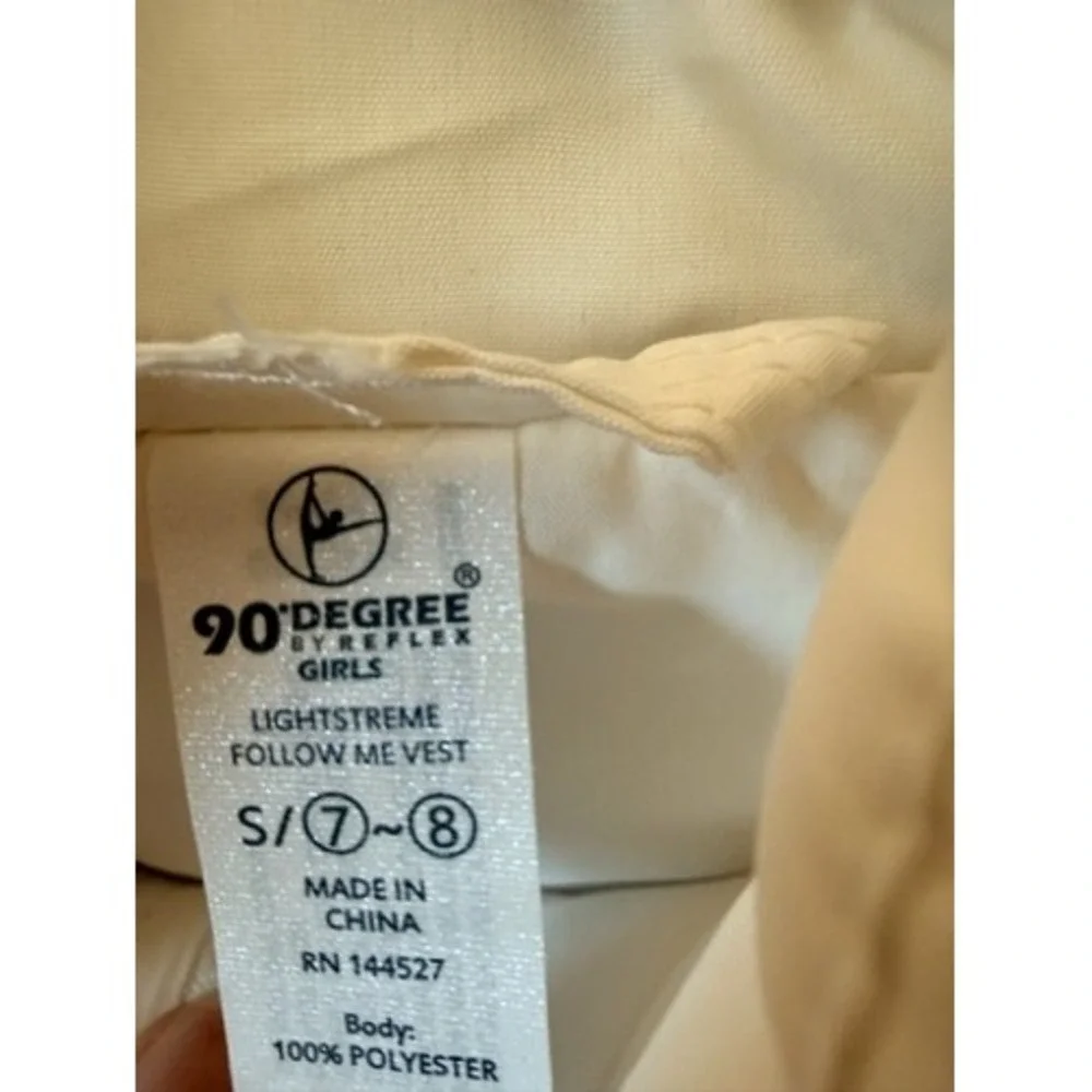 90 Degree by Reflex Girls White Lightstreme Follow Me Puffer Vest Size S 7-8 NWT